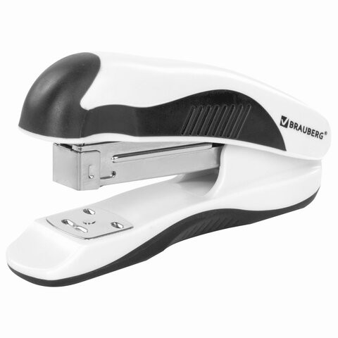 Степлер №24/6, 26/6 BRAUBERG "JET PRO", до 25 листов, эргономичный, бело-черный, 228585 по низкой цене оптом 