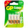 Батарейки GP Super, AA (LR6, 15А), алкалиновые, пальчиковые, КОМПЛЕКТ 4 шт., ПРОМО 3+1, 15A3/1-2CR4 по низкой цене оптом 