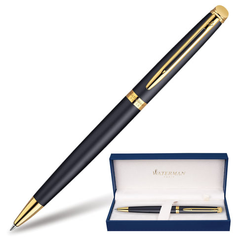 Ручка подарочная шариковая WATERMAN "Hemisphere Matt Black GT", черный матовый лак, позолоченные детали, синяя, S0920770 по низкой цене оптом Краснодар, Москва, Уфа, Казань, Барнаул, Владивосток, Хабаровск, Сахалин, Красноярск, Екатеренбург, 