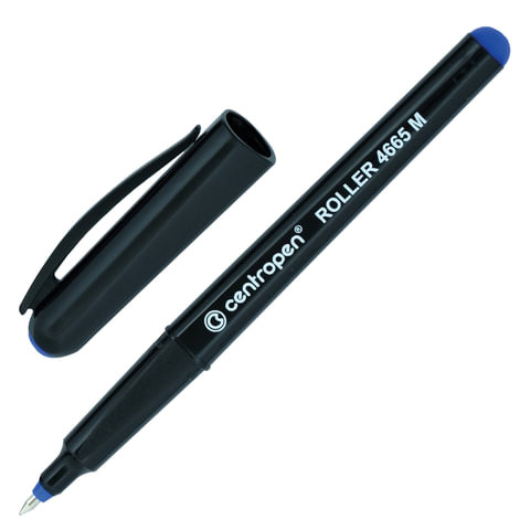 Ручка-роллер CENTROPEN, СИНЯЯ, трехгранная, корпус черный, узел 0,7 мм, линия письма 0,6 мм, 4665, 3 4665 0106 по низкой цене оптом 
