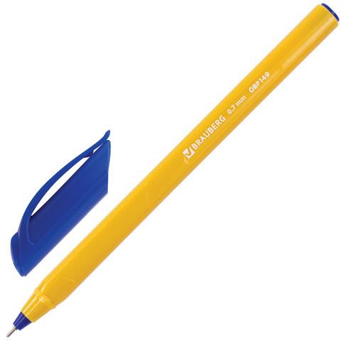 Ручка шариковая масляная BRAUBERG "Extra Glide Orange", СИНЯЯ, трехгранная, узел 0,7 мм, линия письма 0,35 мм, 142925 по низкой цене оптом Краснодар, Москва, Уфа, Казань, Барнаул, Владивосток, Хабаровск, Сахалин, Красноярск, Екатеренбург, 