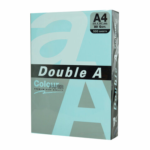 Бумага цветная DOUBLE A, А4, 80г/м2, 500 л, пастель, голубая, ш/к 23465 по низкой цене оптом 