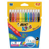 Фломастеры BIC "Kid Couleur", 12 цветов, суперсмываемые, вентилируемый колпачок, европодвес, 9202932 по низкой цене оптом Краснодар, Москва, Уфа, Казань, Барнаул, Владивосток, Хабаровск, Сахалин, Красноярск, Екатеренбург, 