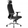 Кресло офисное МЕТТА "SAMURAI" KL-3.04, с подголовником, кожа, черное