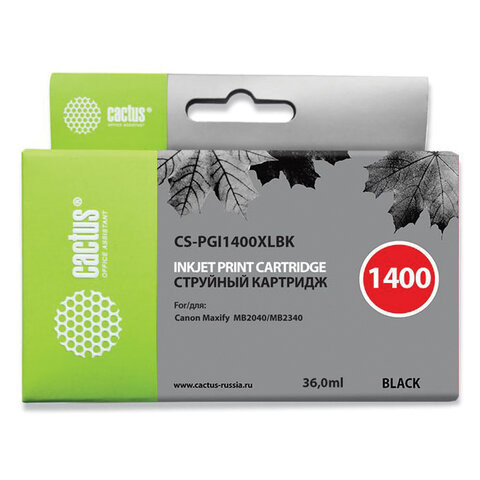 Картридж струйный CACTUS (CS-PGI1400XLBK) для CANON МВ2040/МВ2340, черный по низкой цене оптом 