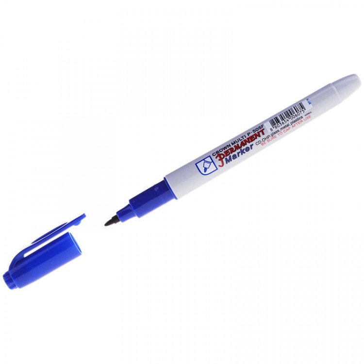 Маркер перманентный Crown "Multi Marker Super Slim" синий, пулевидный, 1мм по низкой цене оптом Краснодар, Москва, Уфа, Казань, Барнаул, Владивосток, Хабаровск, Сахалин, Красноярск, Екатеренбург, 
