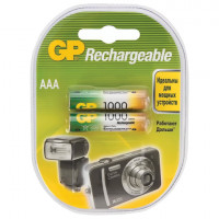 Батарейки аккумуляторные GP, AAA, Ni-Mh, 1000 mAh, КОМПЛЕКТ 2 шт., блистер, 100AAAHC-2DECRC2, 100AAAHC2DECRC2