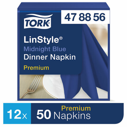 Салфетки бумажные нетканые сервировочные TORK LinStyle Premium, 39х39 см, 50 шт., темно-синие, 478856 по низкой цене оптом 