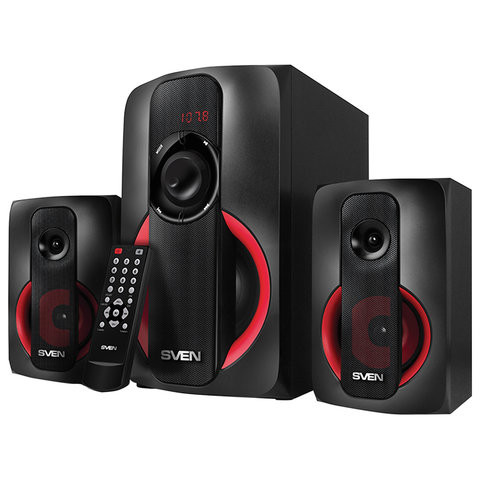 Колонки компьютерные SVEN AC MS-304, 2.1, 40 Вт, FM, USB, SD, MP3-плеер, Bluetooth, дерево, черные, SV-015602 по низкой цене оптом Краснодар, Москва, Уфа, Казань, Барнаул, Владивосток, Хабаровск, Сахалин, Красноярск, Екатеренбург, 