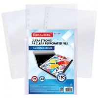 Папки-файлы перфорированные А4 BRAUBERG "EXTRA 1100", КОМПЛЕКТ 50 шт., гладкие, ПЛОТНЫЕ, 110мкм, 229674
