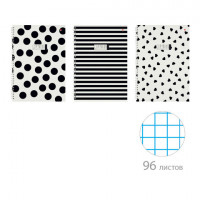 Тетрадь А4 96л. АЛЬТ гребень, клетка, глянцевая ламинация, BLACK&WHITE (3 вида), 7-96, 7-96-1354