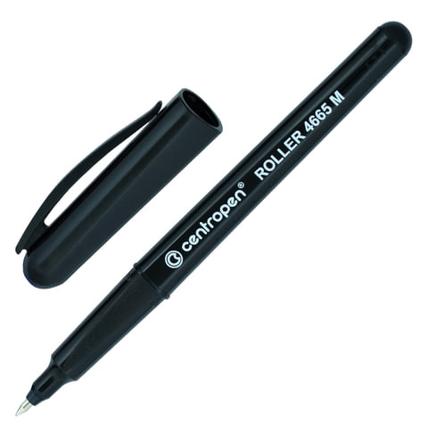 Ручка-роллер CENTROPEN, ЧЕРНАЯ, трехгранная, корпус черный, узел 0,7 мм, линия письма 0,6 мм, 4665, 3 4665 0112 по низкой цене оптом 
