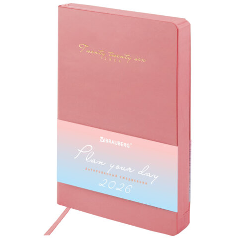 Ежедневник датированный 2026 А5 138x213мм BRAUBERG Pastel, под кожу гибкий, розовый, 117463 по низкой цене оптом Ежедневник датированный 2026 А5 138x213мм BRAUBERG Pastel, под кожу гибкий, розовый, 117463 по низкой цене оптом