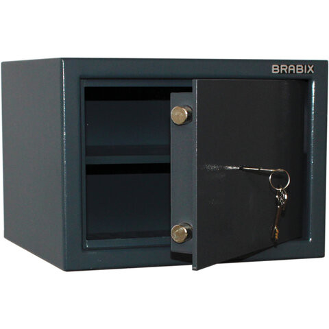 Сейф BRABIX "КМ-260", 260х360х290 мм, 13 кг, ключевой замок + полка, крепление к стене, 291165 по низкой цене оптом Краснодар, Москва, Уфа, Казань, Барнаул, Владивосток, Хабаровск, Сахалин, Красноярск, Екатеренбург, 