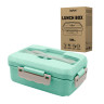 Ланч-бокс контейнер 3 отделения 1,4л ложка, вилка, 8х21х14см, мятный, JOYLUX ECO, 609344 по низкой цене оптом 