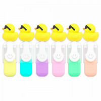 Набор текстовыделителей с топперами 6 ЦВЕТОВ ПАСТЕЛЬ, "КРУТЫЕ УТЯТА", линия 1-4 мм, FUNSTER (ФАНСТЕР), 152652