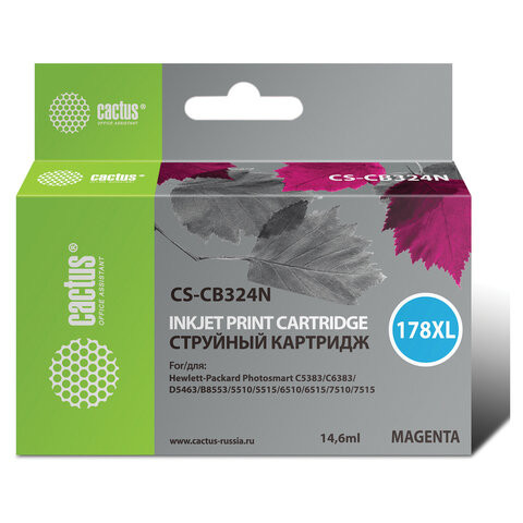 Картридж струйный CACTUS (CS-CB324N) для HP Photosmart D5400, пурпурный, CS-CB324(N) по низкой цене оптом 