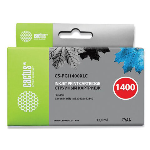 Картридж струйный CACTUS (CS-PGI1400XLC) для CANON МВ2040/МВ2340, голубой по низкой цене оптом 