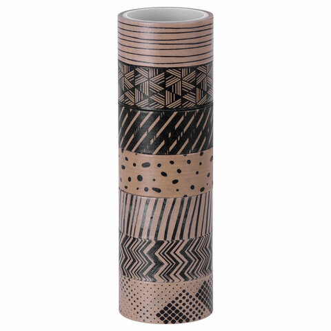 Клейкие WASHI-ленты для декора КОФЕЙНЫЕ ЦВЕТА, 15 мм х 3 м, 7 цветов, рисовая бумага, ОСТРОВ СОКРОВИЩ, 661706 по низкой цене оптом 
