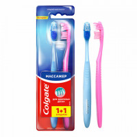 Зубная щетка НАБОР (1+1) COLGATE "Массажер", средней жесткости, ш/к 13405, FCN20845