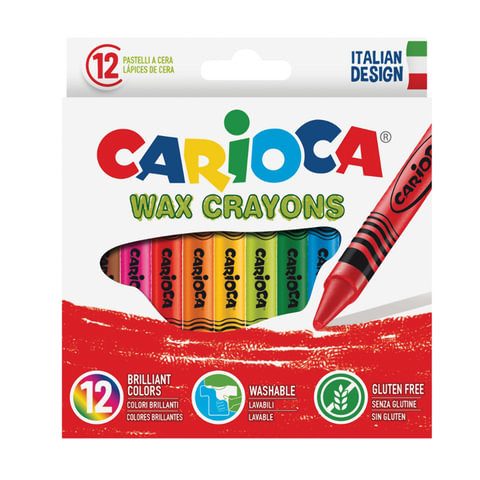 Восковые мелки CARIOCA (Италия), 12 цветов, смываемые, картонная коробка с европодвесом, 42365 по низкой цене оптом 
