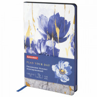 Ежедневник недатированный А5 (138х213 мм), BRAUBERG VISTA, под кожу, гибкий, 136 л., "Blue flowers", 112013