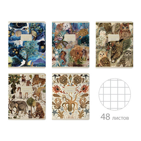 Тетрадь А5 48л. BRUNO VISCONTI скоба, клетка, Soft Touch, фольга, FAUNA (5 видов), 7-, 7-48-1365 по низкой цене оптом Краснодар, Москва, Уфа, Казань, Барнаул, Владивосток, Хабаровск, Сахалин, Красноярск, Екатеренбург, 