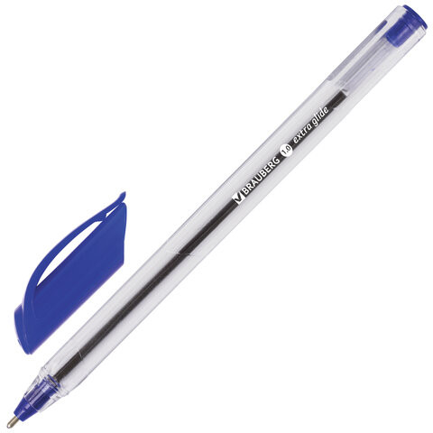Ручка шариковая масляная BRAUBERG "Extra Glide", СИНЯЯ, трехгранная, узел 1 мм, линия письма 0,5 мм, 141700 по низкой цене оптом Краснодар, Москва, Уфа, Казань, Барнаул, Владивосток, Хабаровск, Сахалин, Красноярск, Екатеренбург, 