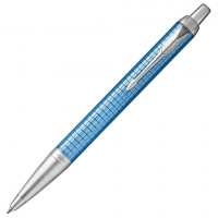Ручка шариковая PARKER "IM Premium Blue CT", корпус голубой с гравировкой, хромированные детали, синяя, 1931691