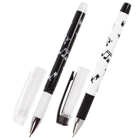 Ручка шариковая масляная с грипом BRAUBERG BLACK&WHITE "Melody", СИНЯЯ, узел 0,7 мм, линия письма 0,35 мм, 142658 по низкой цене оптом 