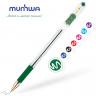 Ручка шариковая масляная с грипом MUNHWA "MC Gold", зеленая, корпус прозрачный, узел 0,5 мм, линия письма 0,3 мм, BMC-04 по низкой цене оптом Краснодар, Москва, Уфа, Казань, Барнаул, Владивосток, Хабаровск, Сахалин, Красноярск, Екатеренбург, 