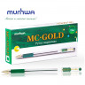 Ручка шариковая масляная с грипом MUNHWA "MC Gold", зеленая, корпус прозрачный, узел 0,5 мм, линия письма 0,3 мм, BMC-04 по низкой цене оптом Краснодар, Москва, Уфа, Казань, Барнаул, Владивосток, Хабаровск, Сахалин, Красноярск, Екатеренбург, 