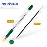 Ручка шариковая масляная с грипом MUNHWA "MC Gold", зеленая, корпус прозрачный, узел 0,5 мм, линия письма 0,3 мм, BMC-04 по низкой цене оптом Краснодар, Москва, Уфа, Казань, Барнаул, Владивосток, Хабаровск, Сахалин, Красноярск, Екатеренбург, 