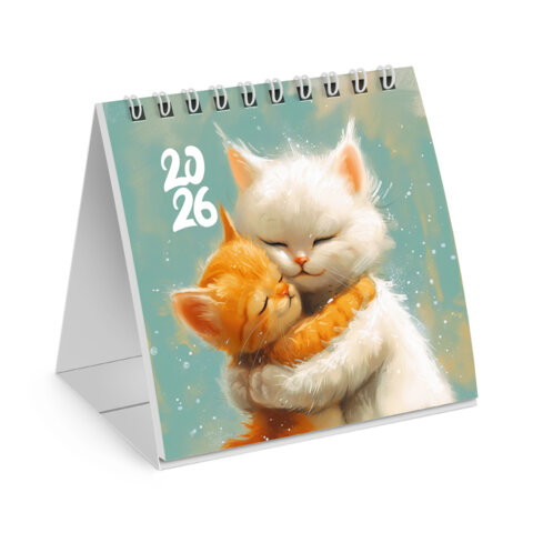 Календарь-домик настольный на гребне, 2026г, BRAUBERG, 101х101мм, Котики, 117274 по низкой цене оптом 
