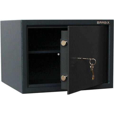 Сейф BRABIX "КМ-310", 310х430х375 мм, 20 кг, ключевой замок + полка, крепление к стене, 291166 по низкой цене оптом 