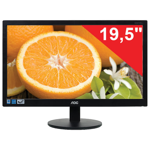 Монитор AOC E2070SWN (/01), 19,5" (50 см), 1600x900, 16:9, TN+film, 5 мс, 200 cd, VGA, черный по низкой цене оптом Краснодар, Москва, Уфа, Казань, Барнаул, Владивосток, Хабаровск, Сахалин, Красноярск, Екатеренбург, 