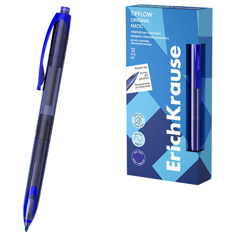 Ручка-роллер автоматическая ERICH KRAUSE TipFlow Stick Matic Original, СИНЯЯ, линия 0, 63700 по низкой цене оптом Ручка-роллер автоматическая ERICH KRAUSE TipFlow Stick Matic Original, СИНЯЯ, линия 0, 63700 по низкой цене оптом