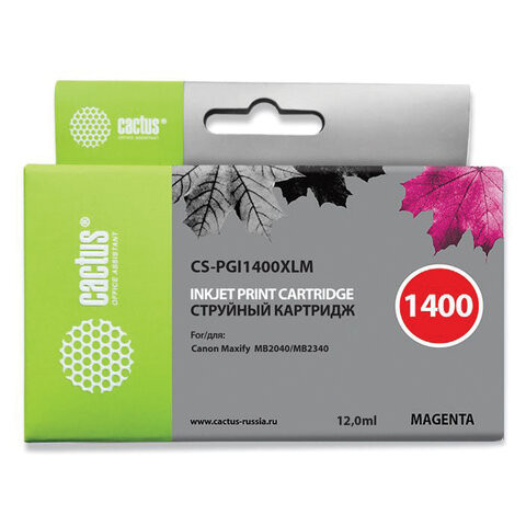 Картридж струйный CACTUS (CS-PGI1400XLM) для CANON МВ2040/МВ2340, пурпурный по низкой цене оптом 