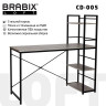 Стол на металлокаркасе BRABIX "LOFT CD-005", 1200х520х1200 мм, 3 полки, цвет дуб антик, 641222 по низкой цене оптом 