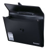 Папка-портфель пластиковая BRAUBERG А4+ (390х260х40 мм), 3 отделения, фактура линейная, черная, 221389 по низкой цене оптом Краснодар, Москва, Уфа, Казань, Барнаул, Владивосток, Хабаровск, Сахалин, Красноярск, Екатеренбург, 