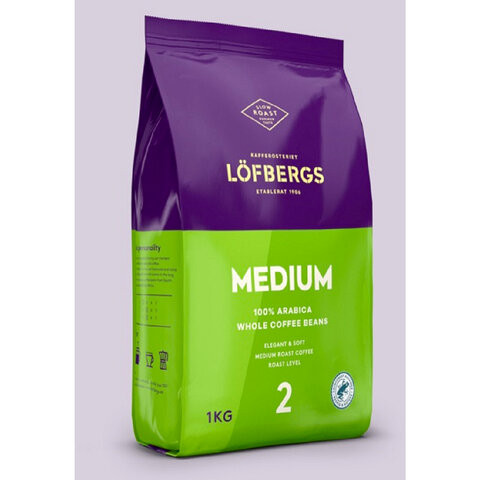 Кофе в зернах LOFBERGS "Medium Roast", 1 кг, арабика 100%, Швеция, 40187 по низкой цене оптом Кофе в зернах LOFBERGS "Medium Roast", 1 кг, арабика 100%, Швеция, 40187 по низкой цене оптом