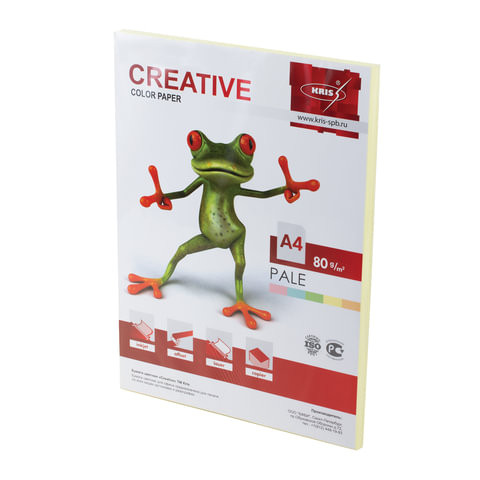 Бумага цветная CREATIVE color, А4, 80 г/м2, 100 л., пастель, желтая, БПpr-100ж по низкой цене оптом 