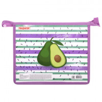 Папка для тетрадей ПИФАГОР А5, 1 отделение, пластик, молния сверху, "Avocado", 270132