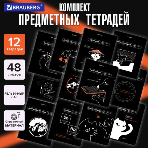 Тетради предметные, КОМПЛЕКТ 12 ПРЕДМЕТОВ, 48л, TWIN лак, BRAUBERG, МЕМЫ, 405172 по низкой цене оптом 