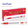 Ручка шариковая масляная с грипом MUNHWA "MC Gold", КРАСНАЯ, корпус прозрачный, узел 0,5 мм, линия письма 0,3 мм, BMC-03 по низкой цене оптом Краснодар, Москва, Уфа, Казань, Барнаул, Владивосток, Хабаровск, Сахалин, Красноярск, Екатеренбург, 
