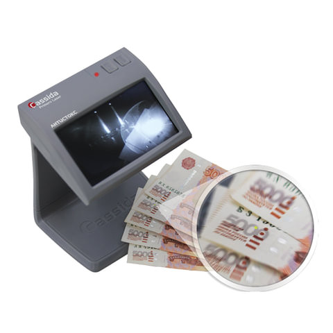 Детектор банкнот CASSIDA Primero Laser, ЖК-дисплей 11 см, просмотровый, ИК, антитокс, спецэлемент"М", 3391 по низкой цене оптом 