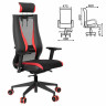 Кресло компьютерное МЕТТА "ErgoLife" 10 B2-170D, 2D-подголовник, экокожа/сетка, черное/красное по низкой цене оптом 