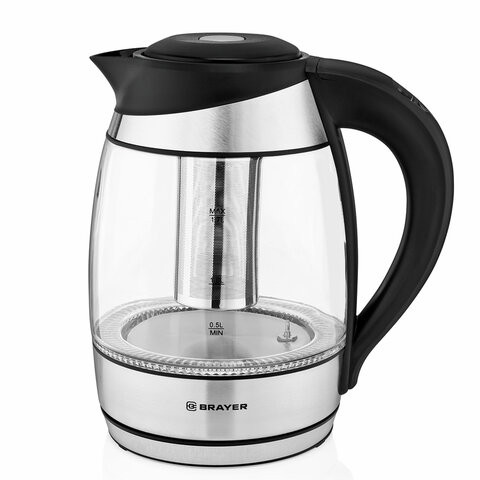 Чайник с терморегулятором и заварником BRAYER BR1021, 1,8 л, 2200 Вт по низкой цене оптом Краснодар, Москва, Уфа, Казань, Барнаул, Владивосток, Хабаровск, Сахалин, Красноярск, Екатеренбург, 
