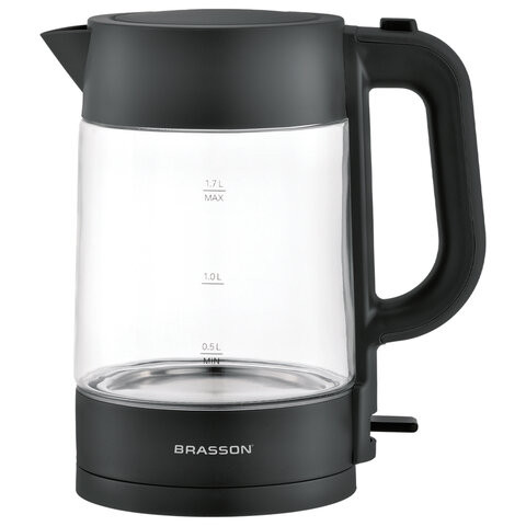 Чайник электрический BRASSON KT-727, 1,7 л, 2200 Вт, стекло, графит, подсветка, 455190 по низкой цене оптом 