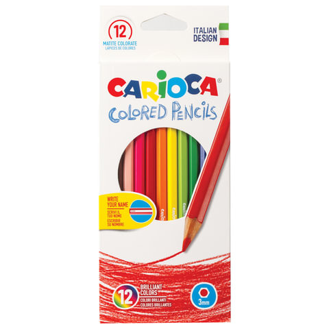 Карандаши цветные CARIOCA (Италия), 12 цветов, грифель 3 мм, шестигранные, заточенные, европодвес, 40380 по низкой цене оптом 